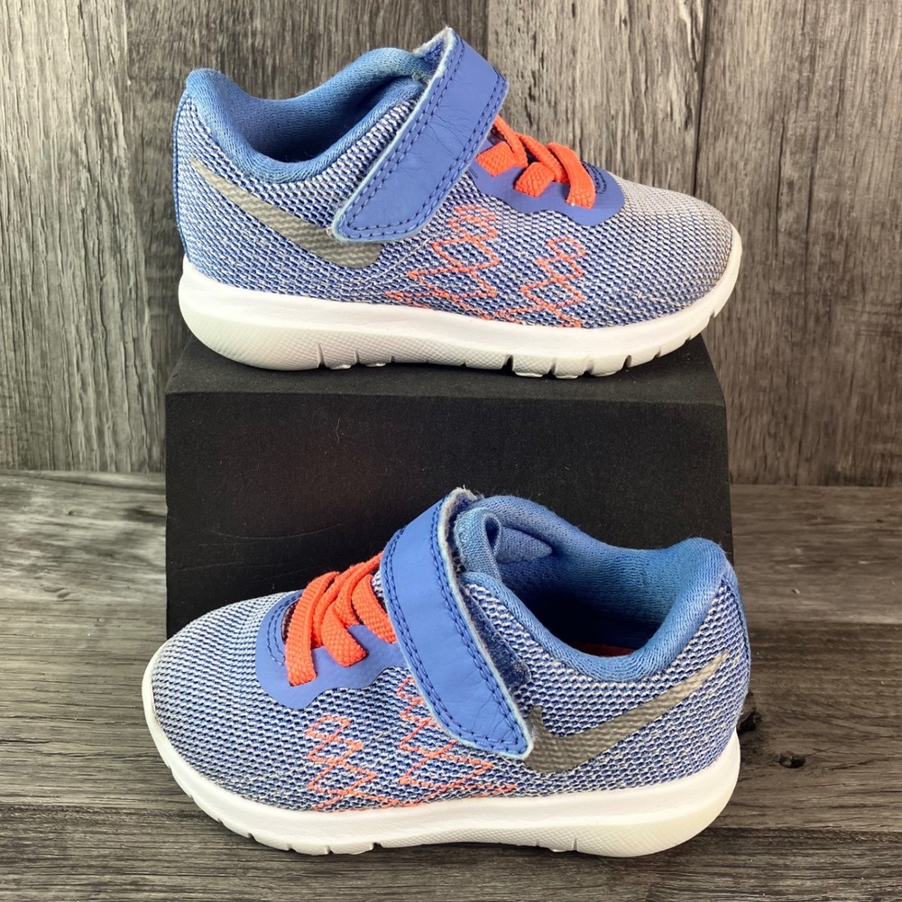 Nike Flex Experience 5 TD Toddler Blue Orange Running Shoes 820289-400 Size 5C